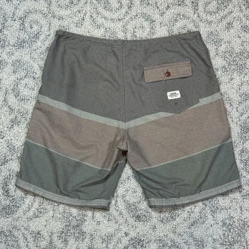 KATIN Surf Board Shorts Swim‎ Trunks Mens Size 36 Gray Cotton Blend EUC